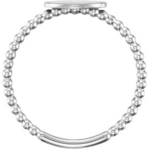14K White Oval Engravable Beaded Ring - BN & CO JEWELRY
