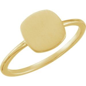14K Yellow Cushion Engravable Ring - BN & CO JEWELRY