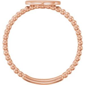 14K Rose Heart Engravable Beaded Ring - BN & CO JEWELRY
