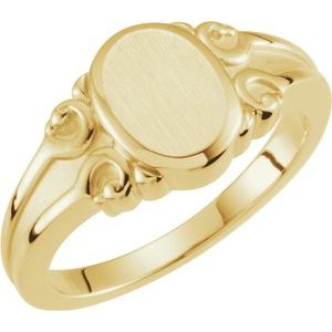 14K Yellow 9.7x8 mm Oval Signet Ring - BN & CO JEWELRY