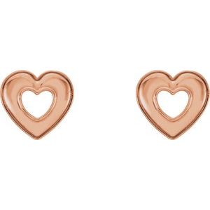 14K Rose 8.5x8 mm Heart Earrings - BN & CO JEWELRY