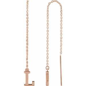 14K Rose Single Initial L Chain Earring - BN & CO JEWELRY