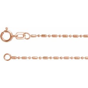 14K Rose 1.15 mm Alternating Diamond-Cut Bead Chain 7" Bracelet - BN & CO JEWELRY