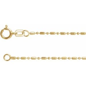 14K Yellow 1.15 mm Alternating Diamond-Cut Bead 24" Chain - BN & CO JEWELRY