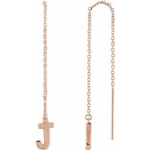 14K Rose Single Initial J Chain Earring - BN & CO JEWELRY