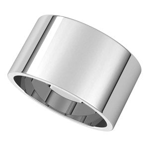 14K White 11 mm Flat Band - BN & CO JEWELRY