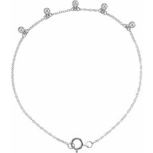 14K White Beaded 5-Station 7" Bracelet - BN & CO JEWELRY