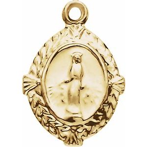 14K Yellow 12x9 mm Oval Miraculous Medal Dangle - BN & CO JEWELRY