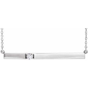 14K White 1/10 CTW Natural Diamond Bar 17.5" Necklace - BN & CO JEWELRY