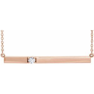 14K Rose 1/10 CTW Natural Diamond Bar 17.5" Necklace - BN & CO JEWELRY