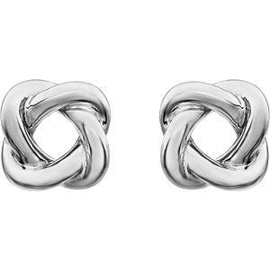 14K White 7x7 mm Knot Earrings - BN & CO JEWELRY