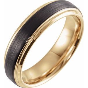 18K Yellow Gold & Black PVD Tungsten 6 mm Beveled-Edge Size 11.5 Band - BN & CO JEWELRY