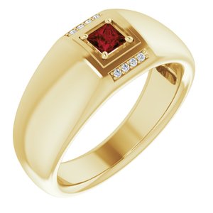 14K Yellow Natural Mozambique Garnet & .03 CTW Diamond Ring - BN & CO JEWELRY