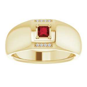 14K Yellow Natural Mozambique Garnet & .03 CTW Diamond Ring - BN & CO JEWELRY