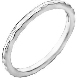 14K White 2 mm Hammered Stackable Ring Size 5 - BN & CO JEWELRY