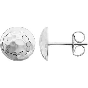 14K White Hammered Disk Earrings - BN & CO JEWELRY