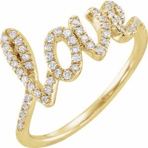 14K Yellow 1/4 CTW Natural Diamond Love Ring - BN & CO JEWELRY