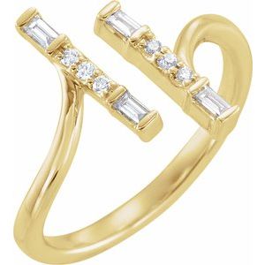 14K Yellow 1/6 CTW Natural Diamond Double Bar Ring - BN & CO JEWELRY