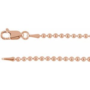 14K Rose 2 mm Bead 20" Chain - BN & CO JEWELRY