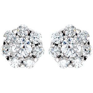 14K White 3/4 CTW Natural Diamond Cluster Earrings - BN & CO JEWELRY