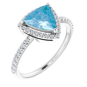 14K White Natural Swiss Blue Topaz & 1/4 CTW Natural Diamond Halo-Style Ring - BN & CO JEWELRY