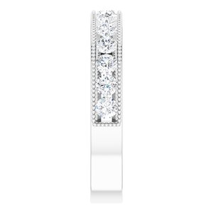14K White 7/8 CTW Natural Diamond Milgrain Anniversary Band - BN & CO JEWELRY