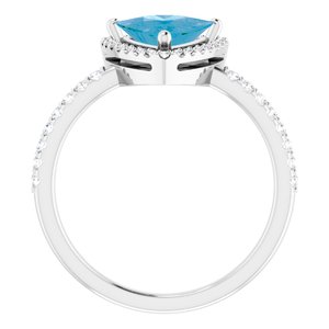 14K White Natural Swiss Blue Topaz & 1/4 CTW Natural Diamond Halo-Style Ring - BN & CO JEWELRY
