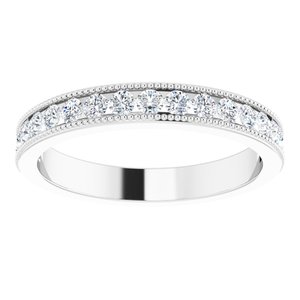 14K White 1/2 CTW Natural Diamond Milgrain Anniversary Band - BN & CO JEWELRY