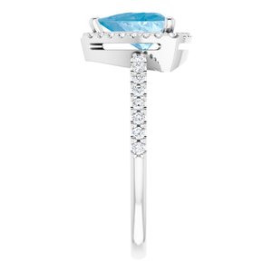 14K White Natural Swiss Blue Topaz & 1/4 CTW Natural Diamond Halo-Style Ring - BN & CO JEWELRY