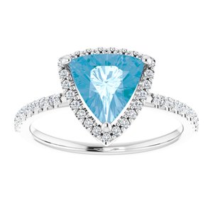 14K White Natural Swiss Blue Topaz & 1/4 CTW Natural Diamond Halo-Style Ring - BN & CO JEWELRY