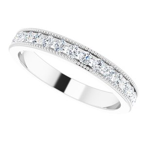 14K White 1/2 CTW Natural Diamond Milgrain Anniversary Band - BN & CO JEWELRY