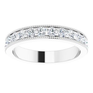 14K White 7/8 CTW Natural Diamond Milgrain Anniversary Band - BN & CO JEWELRY