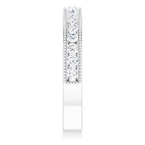 14K White 1/2 CTW Natural Diamond Milgrain Anniversary Band - BN & CO JEWELRY