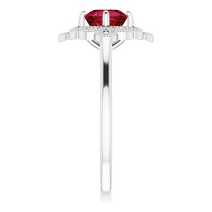 14K White Lab-Grown Ruby & .08 CTW Natural Diamond Ring - BN & CO JEWELRY