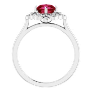 14K White Lab-Grown Ruby & .08 CTW Natural Diamond Ring - BN & CO JEWELRY