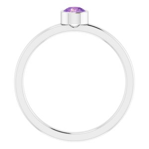 Rhodium-Plated Sterling Silver 4 mm Imitation Amethyst Ring - BN & CO JEWELRY