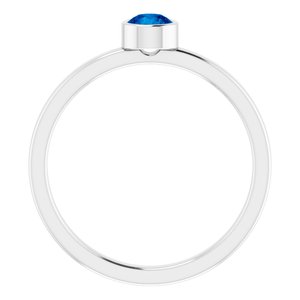 Rhodium-Plated Sterling Silver 4 mm Imitation Blue Sapphire Ring - BN & CO JEWELRY
