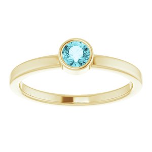 14K Yellow 4 mm Natural Blue Zircon Ring - BN & CO JEWELRY