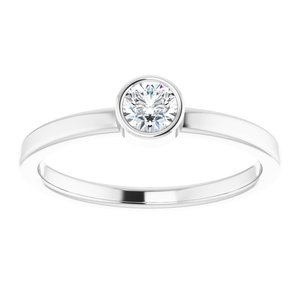 14K White 4 mm Natural Diamond Ring - BN & CO JEWELRY