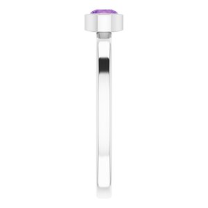 Rhodium-Plated Sterling Silver 4 mm Imitation Amethyst Ring - BN & CO JEWELRY