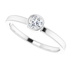 14K White 4 mm Natural Diamond Ring - BN & CO JEWELRY