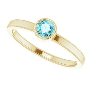 14K Yellow 4 mm Natural Blue Zircon Ring - BN & CO JEWELRY
