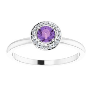 14K White Natural Amethyst & .05 CTW Natural Diamond Ring - BN & CO JEWELRY