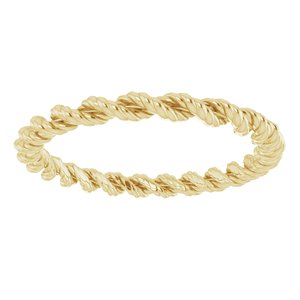 14K Yellow 2 mm Twisted Rope Band Size 6.5 - BN & CO JEWELRY