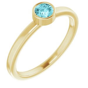 14K Yellow 4 mm Natural Blue Zircon Ring - BN & CO JEWELRY