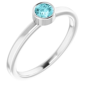 14K White 4 mm Natural Blue Zircon Ring - BN & CO JEWELRY