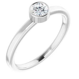 14K White 4 mm Natural Diamond Ring - BN & CO JEWELRY