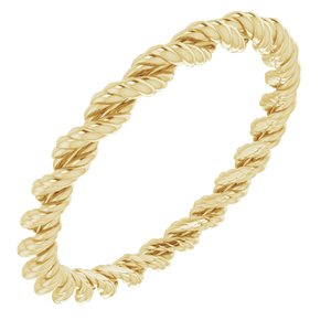 14K Yellow 2 mm Twisted Rope Band Size 8 - BN & CO JEWELRY