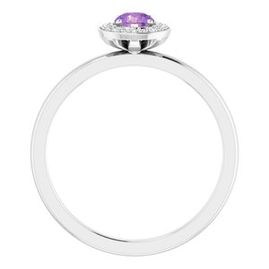 14K White Natural Amethyst & .05 CTW Natural Diamond Ring - BN & CO JEWELRY
