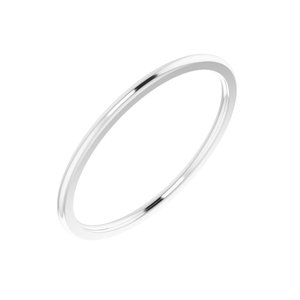 18K White 1 mm Half Round Comfort Fit Band Size 7 - BN & CO JEWELRY